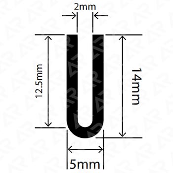 U‑образный уплотнительный профиль ARTAPOL № 344 — 5×14 мм, паз 2 мм