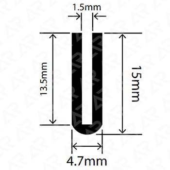 U‑образный уплотнительный профиль ARTAPOL № 340 — 4,7×15 мм, паз 1,5 мм