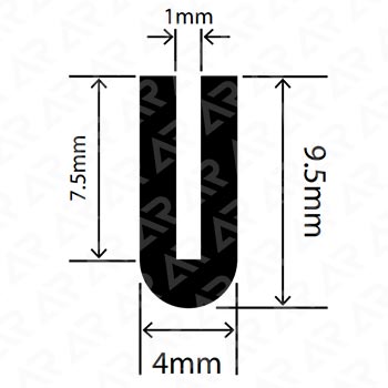 U‑образный уплотнительный профиль ARTAPOL № 332 — 4×9,5 мм, паз 1 мм