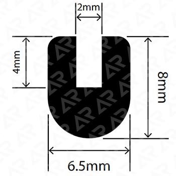 U‑образный уплотнительный профиль ARTAPOL № 345 — 6.5×8 мм, паз 2 мм